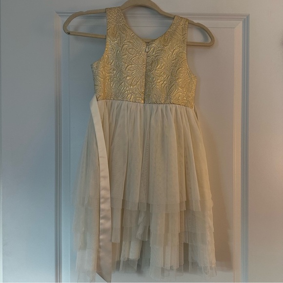 American Princess Girls Ivory Gold Dress Size 8 – Formal Holiday Flower Girl - Picture 7 of 11